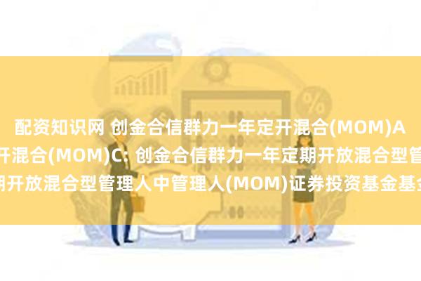 配资知识网 创金合信群力一年定开混合(MOM)A,创金合信群力一年定开混合(MOM)C: 创金合信群力一年定期开放混合型管理人中管理人(MOM)证券投资基金基金经理变更公告