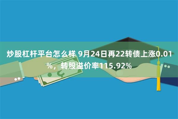 炒股杠杆平台怎么样 9月24日再22转债上涨0.01%，转股溢价率115.92%